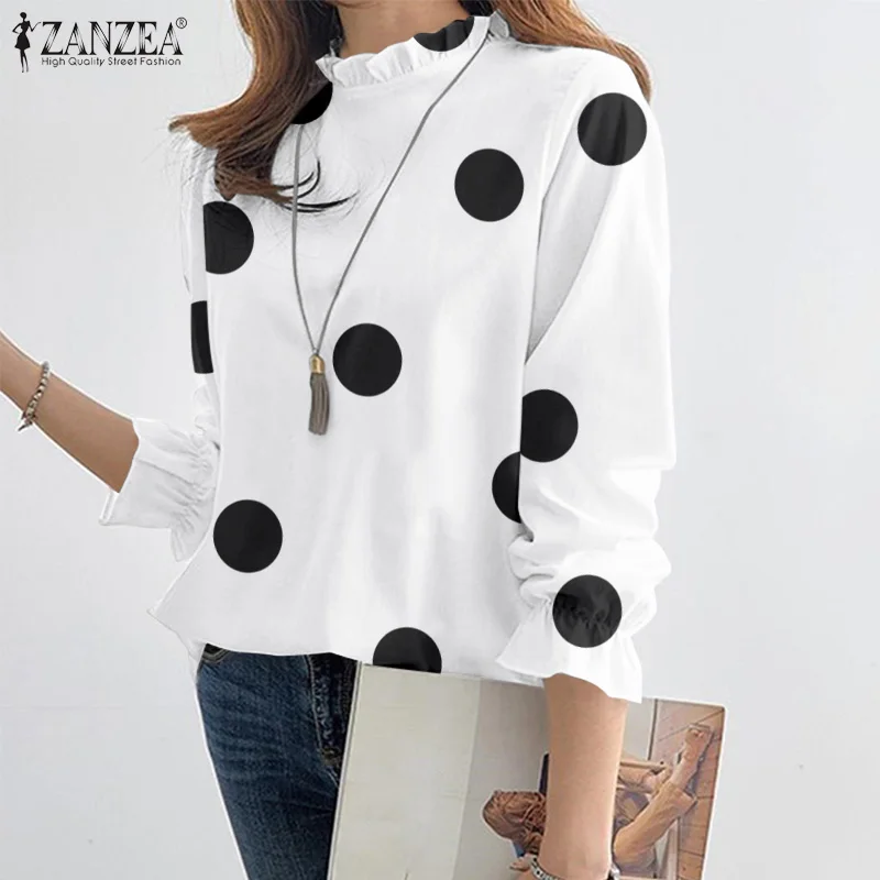 ZANZEA Spring Women Long Sleeve Blouse O-Neck Polka Dots Printed Ruffles All-Match Blusas Loose Casual Fashion Holiday Chemise
ZANZEA Spring Women Long Sleeve Blouse O-Neck Polka Dots Printed Ruffles All-Match Blusas Loose Casual Fashion Holiday Chemise
