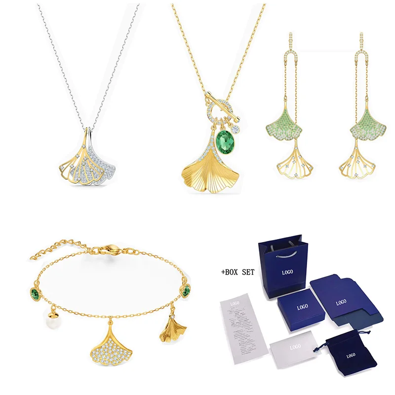 SWA New STUNNING GINKO Set Yellow Gold Ginkgo Leaf Decoration Crystal Female Fashion Exquisite Best Jewelry Romantic Set Gift
SWA New STUNNING GINKO Set Yellow Gold Ginkgo Leaf Decoration Crystal Female Fashion Exquisite Best Jewelry Romantic Set Gift