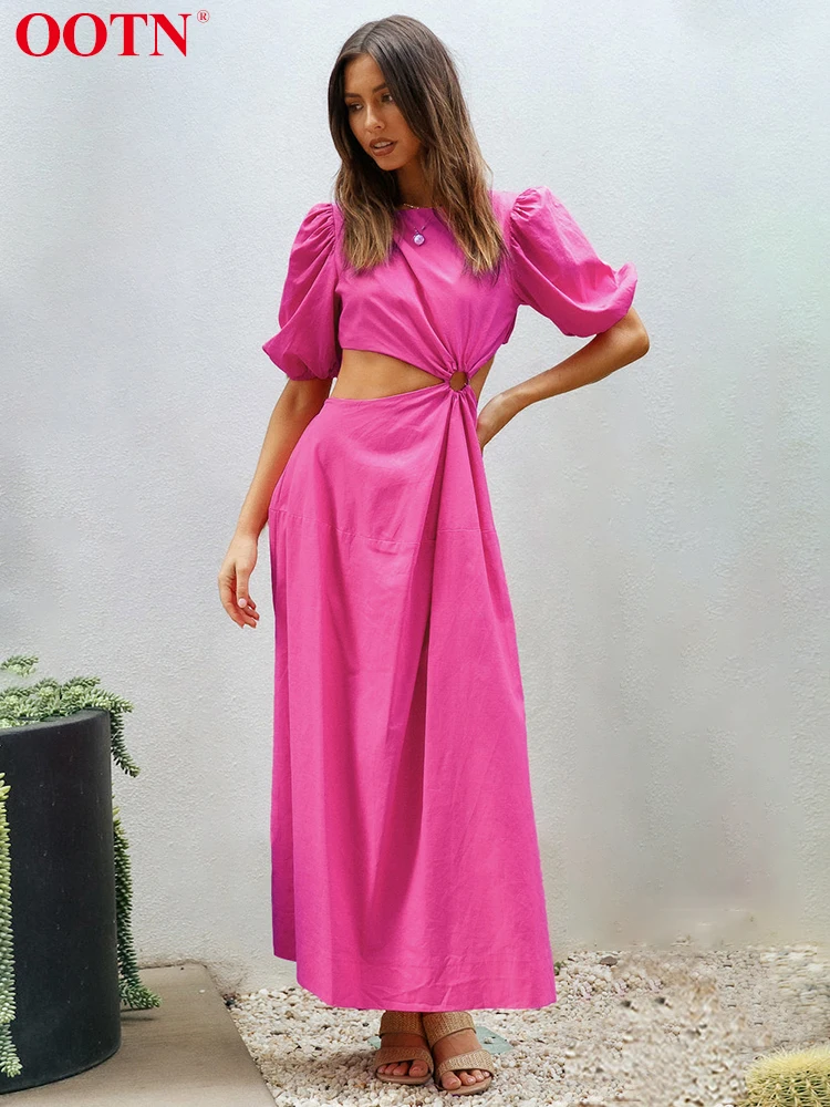 OOTN Pink Hollow Out Dresses For Women Robe Chic Summer O-Neck Puff Sleeve Midi Dress A-Line Single Breasted Elegant Dress 2022
OOTN Pink Hollow Out Dresses For Women Robe Chic Summer O-Neck Puff Sleeve Midi Dress A-Line Single Breasted Elegant Dress 2022