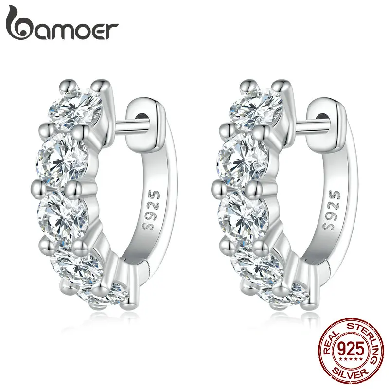 Bamoer D Color VVS1 EX Moissanite 925 Sterling Silver Hoop Earrings Brilliant 3.5mm Round Lab Diamond Platinum Plated Earrings 
Bamoer D Color VVS1 EX Moissanite 925 Sterling Silver Hoop Earrings Brilliant 3.5mm Round Lab Diamond Platinum Plated Earrings