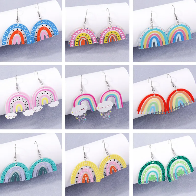 

Cute Colorful Rainbow Drop Earrings for Women Resin Clouds Dangle Hooks Earrings Girls Party Holiday Jewelry Gifts