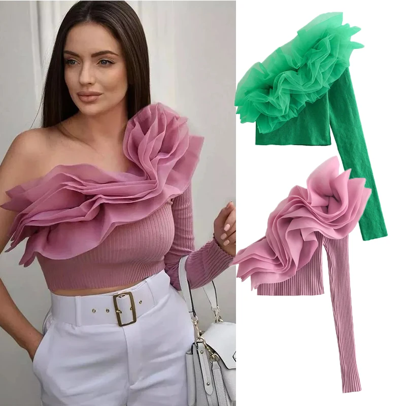 Sweater Knitted pullover chic sexy elegant women's ruffled mesh elastic tight Top knitted sweater party holiday fashion knitted
Sweater Knitted pullover chic sexy elegant women's ruffled mesh elastic tight Top knitted sweater party holiday fashion knitted