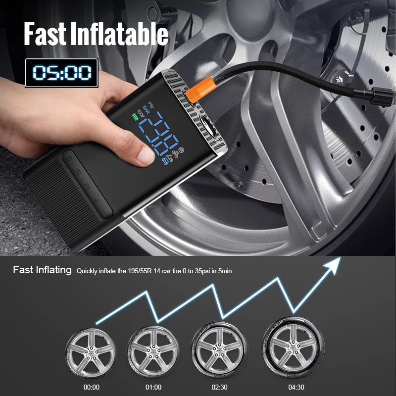 E-ACE Car Electrical Air Pump Mini Portable Wireless Tire Inflatable Pump Inflator Air Compressor LED Lamp Rechargeable Bicycle
E-ACE Car Electrical Air Pump Mini Portable Wireless Tire Inflatable Pump Inflator Air Compressor LED Lamp Rechargeable Bicycle