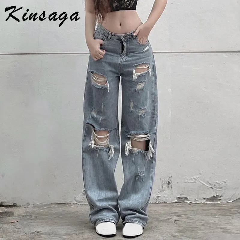 Женские винтажные рваные джинсы в стиле гранж, Свободные повседневные Прямые брюки с низкой талией Y2k, модные популярные мешковатые брюки-к...
Женские винтажные рваные джинсы в стиле гранж, Свободные повседневные Прямые брюки с низкой талией Y2k, модные популярные мешковатые брюки-к...