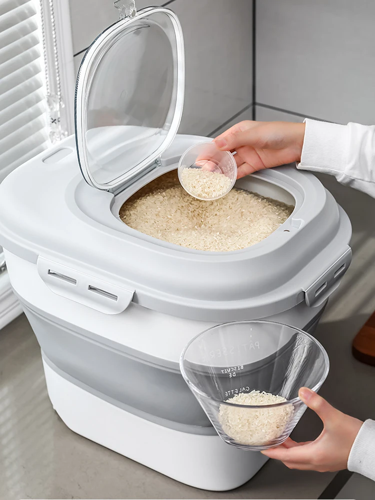 25Kg Foldable Rice Storage Container Rice Bucket Cereal Dispenser Tank Pet Food Container Insect-Proof Kitchen Storage Organizer
25Kg Foldable Rice Storage Container Rice Bucket Cereal Dispenser Tank Pet Food Container Insect-Proof Kitchen Storage Organizer