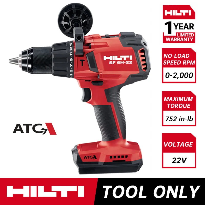 

HILTI SF 6H-22 Cordless Hammer Drill Driver 22V Lithium Battery Power-class Hammer Impact Drill Rechargeable Power Tool