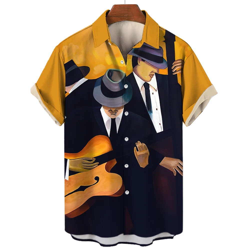 Summer Men's Shirt Fashion Music Pattern Aloha Shirt Short Sleeve Button Soft Top Comfortable Loose Oversized Men's Shirt
Summer Men's Shirt Fashion Music Pattern Aloha Shirt Short Sleeve Button Soft Top Comfortable Loose Oversized Men's Shirt