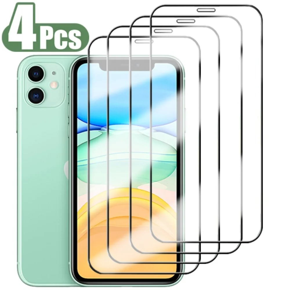4 шт. закаленное стекло с полным покрытием для iPhone 11 12 13 Pro Xs Max, Защита экрана для iPhone X XR 6 7 8 Plus, защитная стеклянная пленка
4 шт. закаленное стекло с полным покрытием для iPhone 11 12 13 Pro Xs Max, Защита экрана для iPhone X XR 6 7 8 Plus, защитная стеклянная пленка