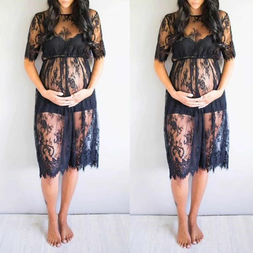 

Pregnant Women Lace See Through Maternity Dress Fancy Studio Clothes Pregnancy Photography Prop Lace Dresses Pregnant Women Gift