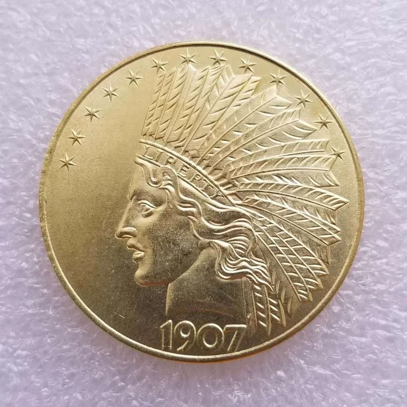 American 1907 10 Dollars Brass Gold-plated Commemorative Collectible Coin Gift Lucky Challenge Coin
American 1907 10 Dollars Brass Gold-plated Commemorative Collectible Coin Gift Lucky Challenge Coin