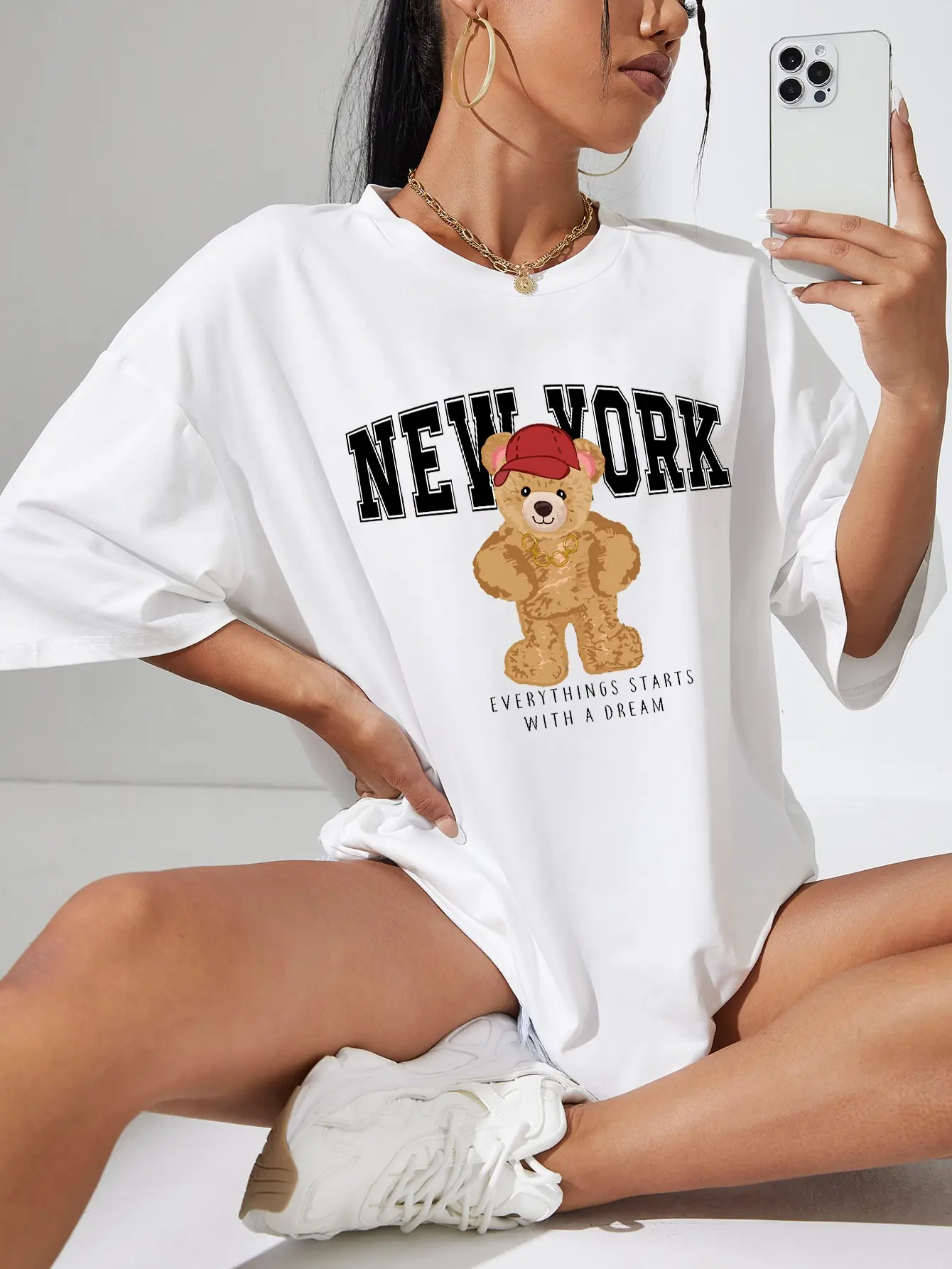 New York Teddy Bear With Red Hat Female T-Shirt Casual Fashion Tshirt Cotton Quality Tshirts Comfortable Oversized Tee Shirts
New York Teddy Bear With Red Hat Female T-Shirt Casual Fashion Tshirt Cotton Quality Tshirts Comfortable Oversized Tee Shirts
