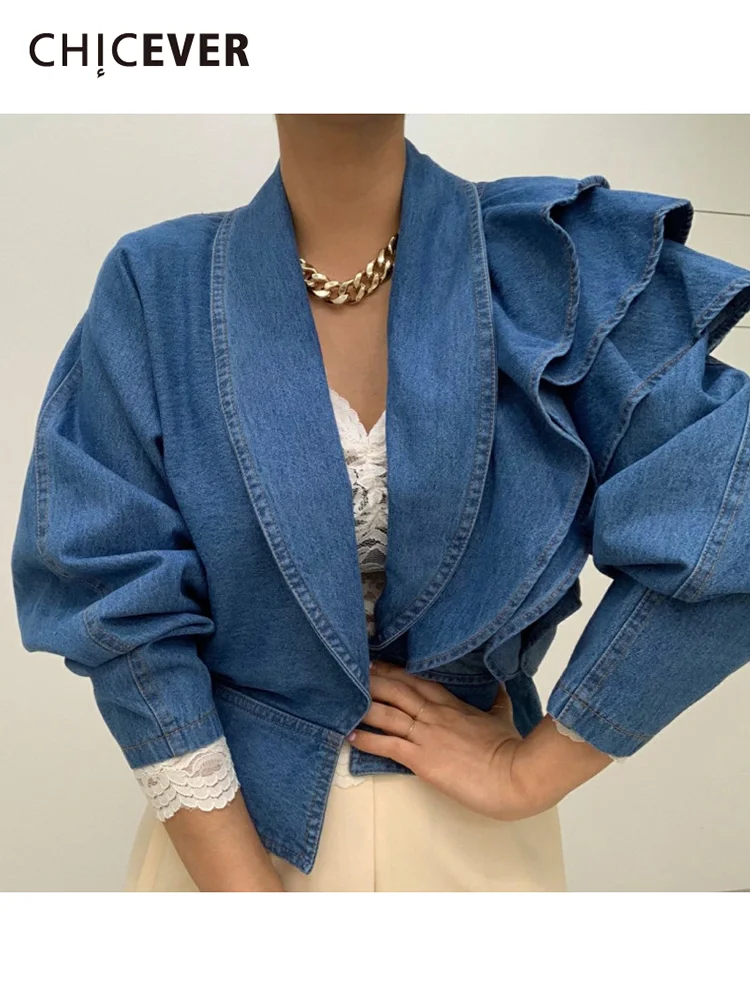 CHICEVER Ruffle Trim Slim Shirt For Women V Neck Half Sleeve Solid Denim Button Through Blouse Female Clothes Style 2022 Fashion
CHICEVER Ruffle Trim Slim Shirt For Women V Neck Half Sleeve Solid Denim Button Through Blouse Female Clothes Style 2022 Fashion