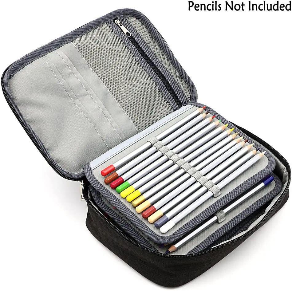

New High Capacity Zipper Pens Pencil Case- Multi-Functional Stationery Portabl Pencil Pouch 72 Slots Colored Pencil Case