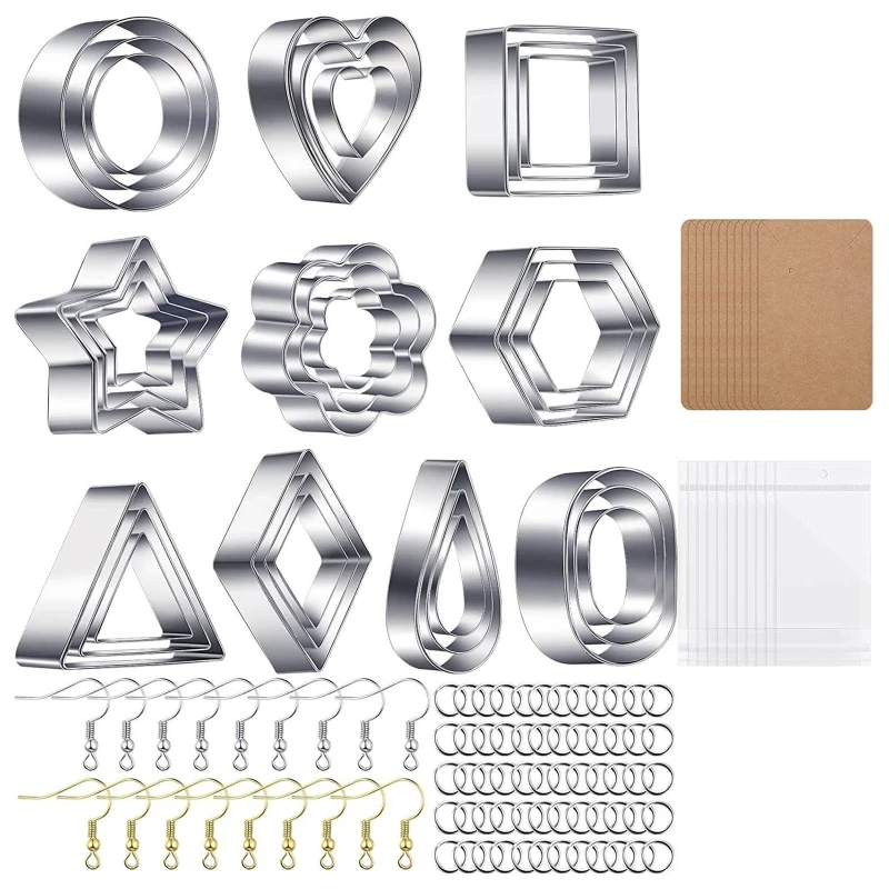 30 Pcs Polymer Clay Cutters Geometric Shape Stainless Steel Cutters Clay Earring Cutters with Earring Cards and Hooks Ear
30 Pcs Polymer Clay Cutters Geometric Shape Stainless Steel Cutters Clay Earring Cutters with Earring Cards and Hooks Ear