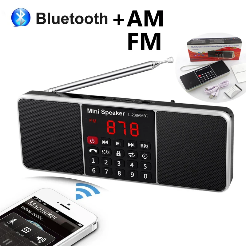 Цифровой портативный Радиоприемник AM, FM, Bluetooth-колонка, стерео MP3-плеер, TF, SD-карта, USB-накопитель, громкая связь, перезаряжаемый динамик s
Цифровой портативный Радиоприемник AM, FM, Bluetooth-колонка, стерео MP3-плеер, TF, SD-карта, USB-накопитель, громкая связь, перезаряжаемый динамик s