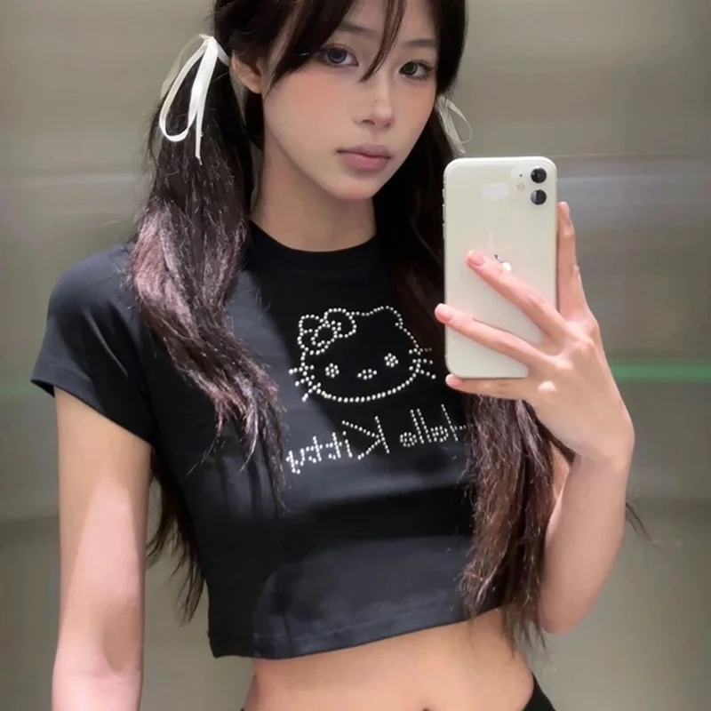 Sanrio Hello Kitty Crop Tops Women Sexy Slim Short T-shirts With Navel Exposed Y2k Fashion Short Sleeve Tshirt Female Cute Tees
Sanrio Hello Kitty Crop Tops Women Sexy Slim Short T-shirts With Navel Exposed Y2k Fashion Short Sleeve Tshirt Female Cute Tees