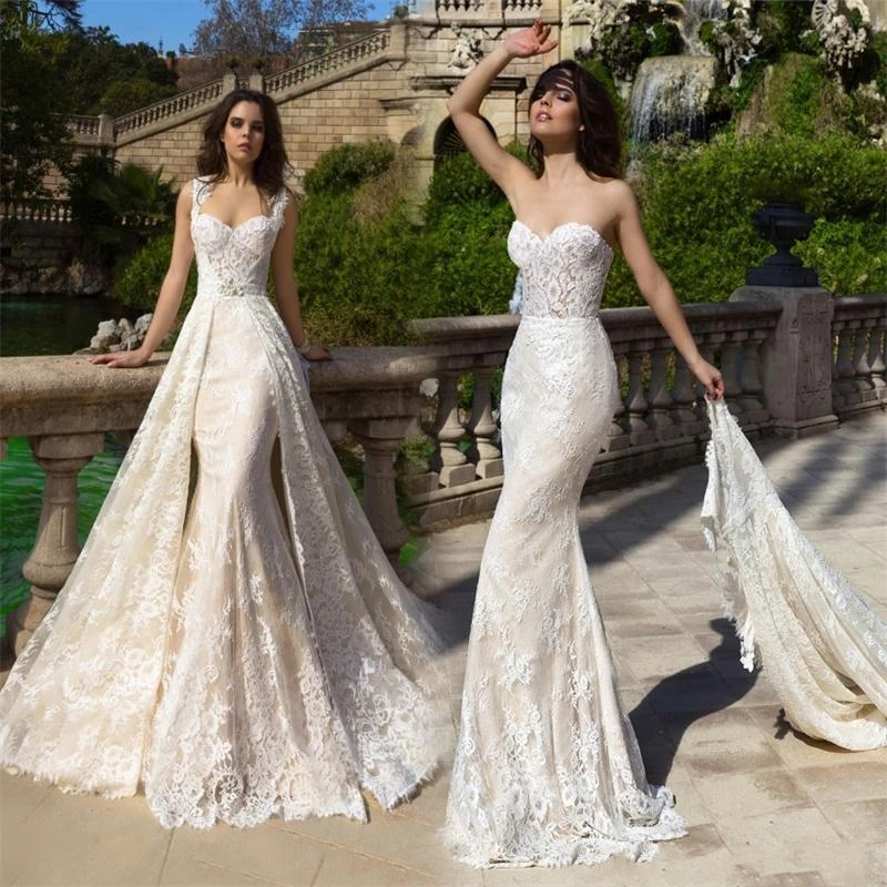 2023 New Mermaid Wedding Dresses For Women With Detachable Train Lace Sweetheart Bridal Gowns Robe De Mariee Boho Plus Size
2023 New Mermaid Wedding Dresses For Women With Detachable Train Lace Sweetheart Bridal Gowns Robe De Mariee Boho Plus Size