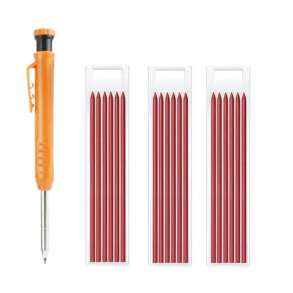 Solid Carpenter Pencil Set With 7 Refill Leads Built-in Sharpener, Deep Hole Mechanical Pencil Marker Marking Tool Drawing Penci
Solid Carpenter Pencil Set With 7 Refill Leads Built-in Sharpener, Deep Hole Mechanical Pencil Marker Marking Tool Drawing Penci