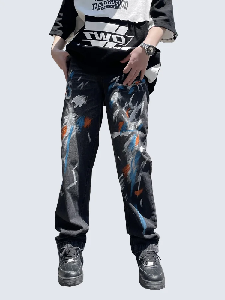 Four Seasons Men's Jeans Trend Graffiti Paint Fashion Street New Design Straight Ninth Pants Streetwear Men's Ins Hot Sale JEANS 
Four Seasons Men's Jeans Trend Graffiti Paint Fashion Street New Design Straight Ninth Pants Streetwear Men's Ins Hot Sale JEANS