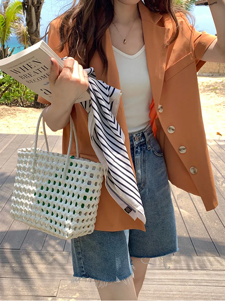 4colors korean style Summer Short sleeve solid color blazer womens jacket and coats casual Thin blazer womens (Xtb0474)
4colors korean style Summer Short sleeve solid color blazer womens jacket and coats casual Thin blazer womens (Xtb0474)