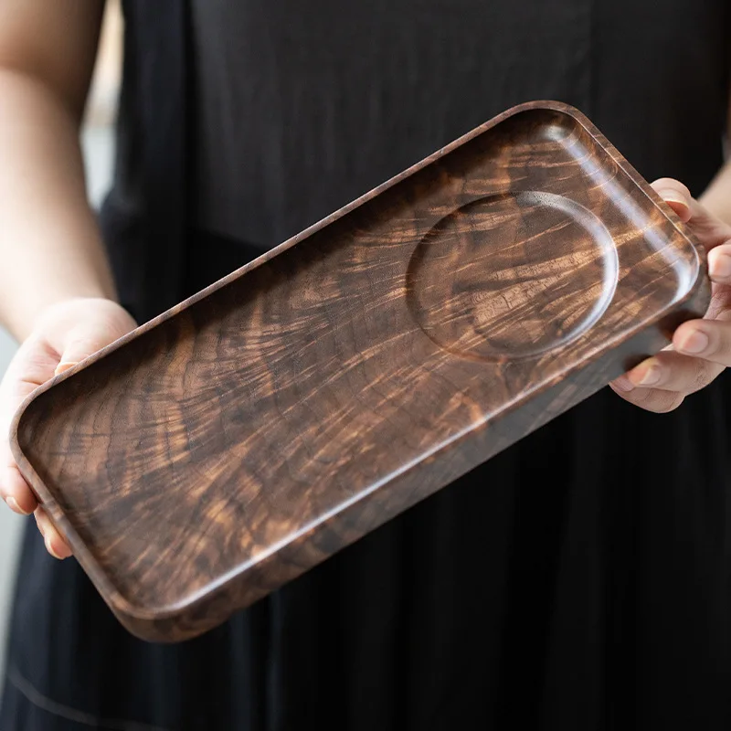 Black walnut tray simple home hotel restaurant solid wood water ripple tea tray wooden long Japanese dry bubble tray 
Black walnut tray simple home hotel restaurant solid wood water ripple tea tray wooden long Japanese dry bubble tray