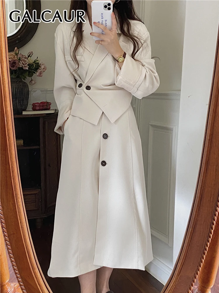 GALCAUR Irregular Two Piece Set For Women Notched Long Sleeve Short Top Elastic Waist Loose Midi Skirts Plain Sets Female 2022
GALCAUR Irregular Two Piece Set For Women Notched Long Sleeve Short Top Elastic Waist Loose Midi Skirts Plain Sets Female 2022