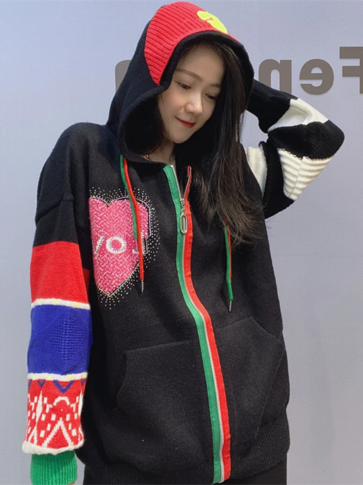 Heavy Embroidery Hot Drilling Thickened Long Sleeve Sweater Coat Zipper Top 2023 Autumn and Winter Hooded Knit Cardigan Women
Heavy Embroidery Hot Drilling Thickened Long Sleeve Sweater Coat Zipper Top 2023 Autumn and Winter Hooded Knit Cardigan Women