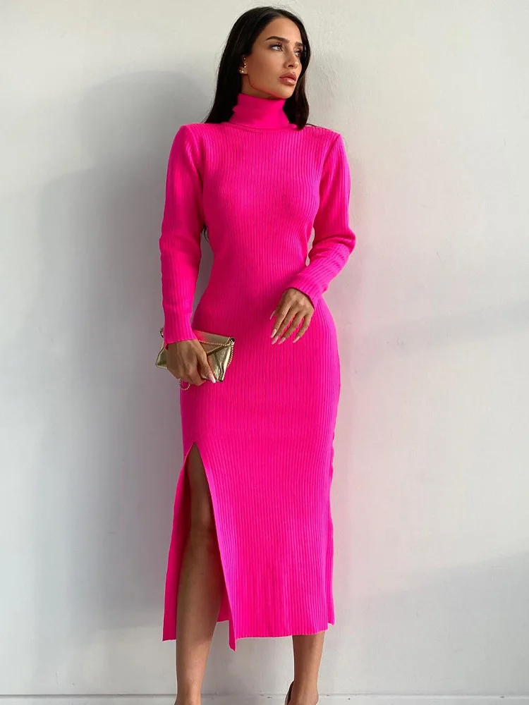 XIZOU Bodycon Knitted Dresses Turtleneck Long Sleeve Knitted Dress Autumn Winter Elegant Party Evening Midi Dresses for Women
XIZOU Bodycon Knitted Dresses Turtleneck Long Sleeve Knitted Dress Autumn Winter Elegant Party Evening Midi Dresses for Women