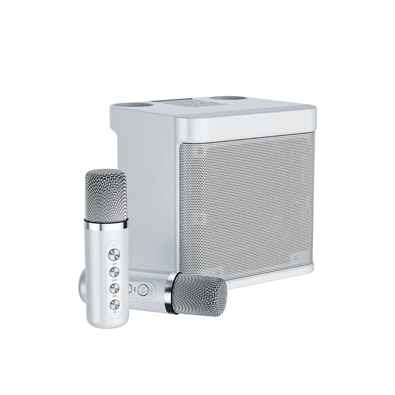 Karaoke portable Bluetooth speaker supports voice-changing mobile phone connection with dual wireless microphone home KTV stereo
Karaoke portable Bluetooth speaker supports voice-changing mobile phone connection with dual wireless microphone home KTV stereo
