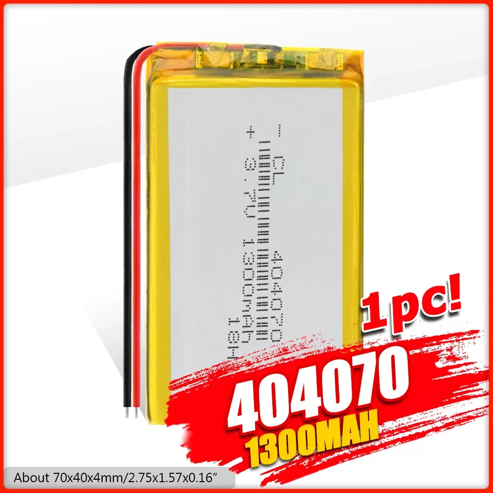 2021 New 3.7V 1300mAh Lithium Battery 404070 Rechargeable Li-polymer Lipo Li-ion Battery Replace For Laptop IPad GPS Tablet PSP
2021 New 3.7V 1300mAh Lithium Battery 404070 Rechargeable Li-polymer Lipo Li-ion Battery Replace For Laptop IPad GPS Tablet PSP