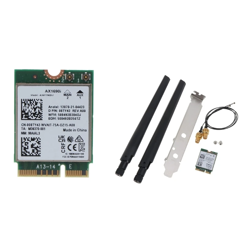 AX411NGW AX411 1690i 2.4G/5G/6G Tri-band Wireless Card Card 802.11AC Bluetooth-compatible 5.3 Replacement
AX411NGW AX411 1690i 2.4G/5G/6G Tri-band Wireless Card Card 802.11AC Bluetooth-compatible 5.3 Replacement