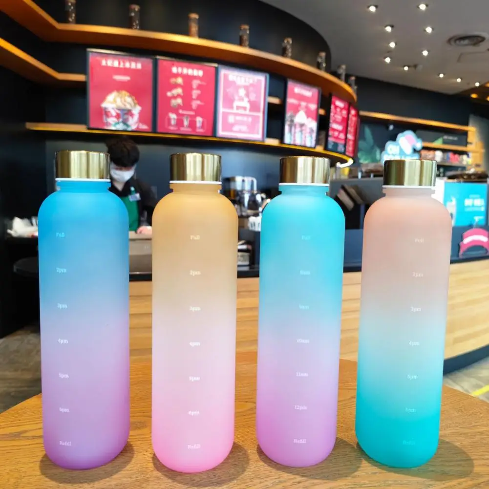 32 oz/1000ml Gradient Color Plastic Water Bottle BPA Free Outdoor Frosted Time Marker Thermos Coffee Cup for Travel
32 oz/1000ml Gradient Color Plastic Water Bottle BPA Free Outdoor Frosted Time Marker Thermos Coffee Cup for Travel