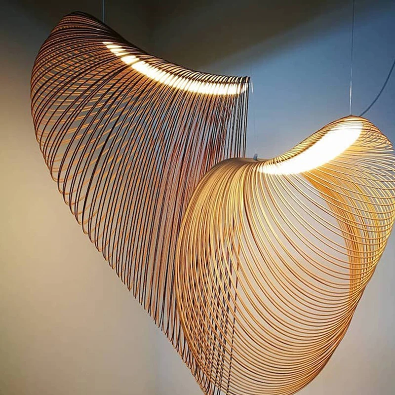 

Japanese-style Log Nordic Modern Minimalist Pendant Light Birds Nest Crystal Chandelier LED Light for Cafe Room Decor Lamp