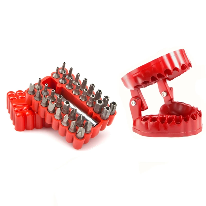 Denture Screwdriver Bit Organizer Holder With Magnetic Base,Drill Bit Holder With 32Pcs Bits And 1 Extension Socket
Denture Screwdriver Bit Organizer Holder With Magnetic Base,Drill Bit Holder With 32Pcs Bits And 1 Extension Socket