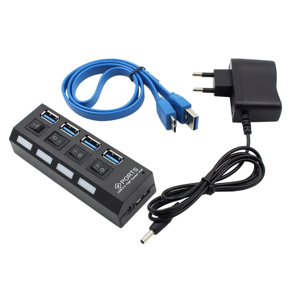 High Speed 4 Ports USB 3.0 HUB With On/Off Switch Power Adapter USB Hub For Desktop Laptop EU US plug
High Speed 4 Ports USB 3.0 HUB With On/Off Switch Power Adapter USB Hub For Desktop Laptop EU US plug