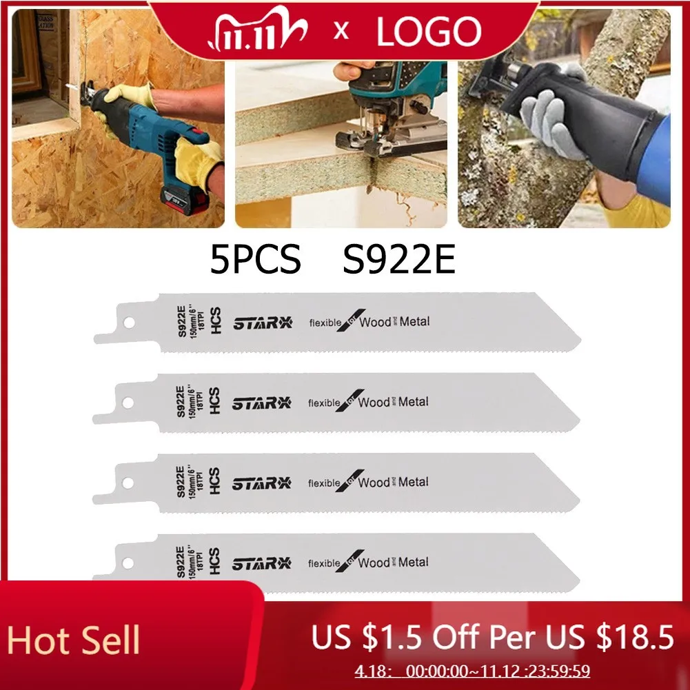 5 Pcs 150mm S922E Reciprocating Saw Blade 18TPI Metal Wood Cutting Plastic Cutting Tools Accessories
5 Pcs 150mm S922E Reciprocating Saw Blade 18TPI Metal Wood Cutting Plastic Cutting Tools Accessories
