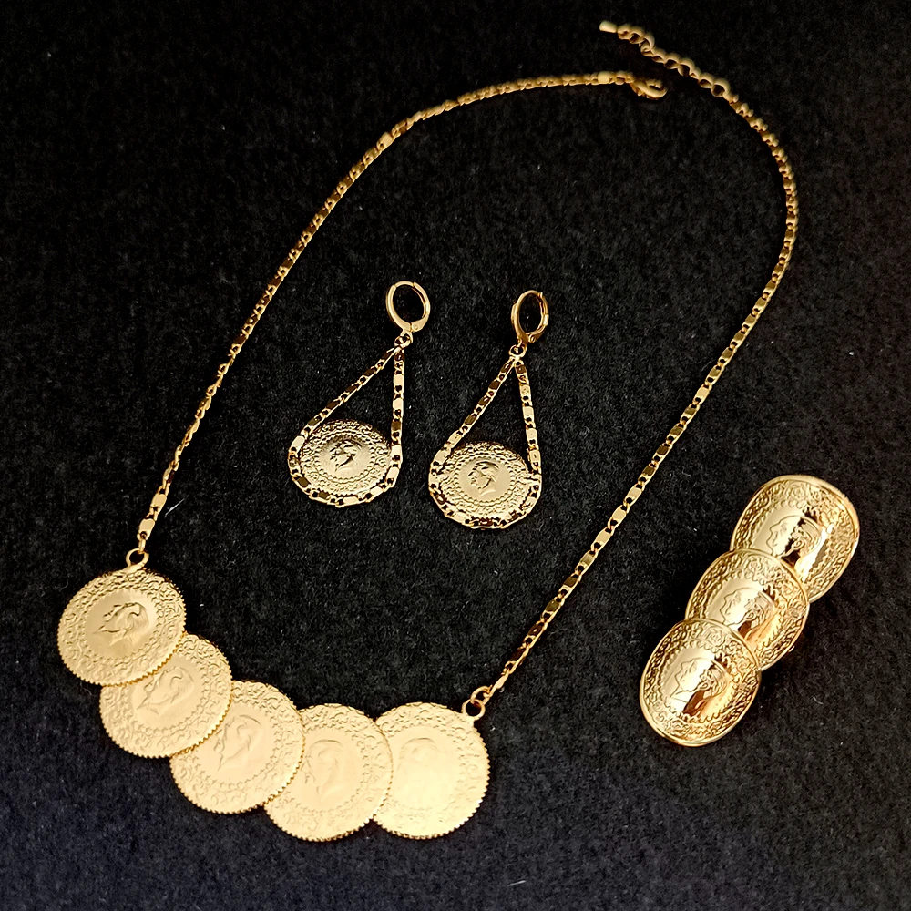 Muslim Ancient Coins Jewelry Set Gold Plated Luxury Ladies Earrings Necklaces Arabic Currency Symbols Turkish Bridal Earrings
Muslim Ancient Coins Jewelry Set Gold Plated Luxury Ladies Earrings Necklaces Arabic Currency Symbols Turkish Bridal Earrings