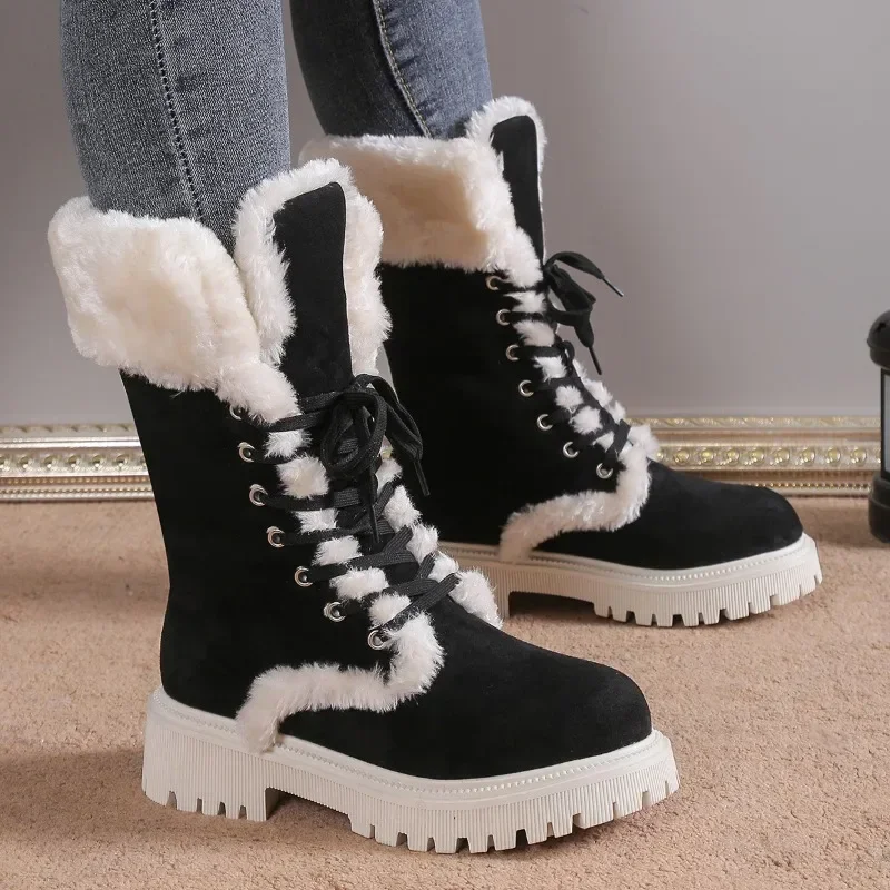 Women Shoes 2023 New Fleece Warm High Top Women's Boots Non-slip Thick Sole Winter Cotton Shoes Casual Lace-up Ladies Snow Boots
Women Shoes 2023 New Fleece Warm High Top Women's Boots Non-slip Thick Sole Winter Cotton Shoes Casual Lace-up Ladies Snow Boots