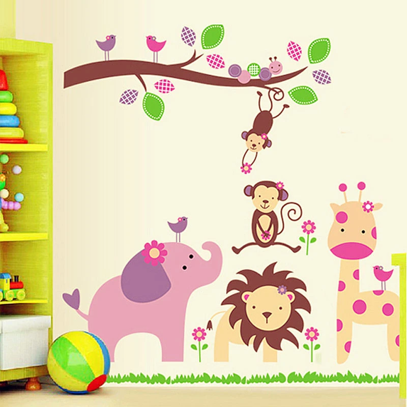 cartoon animals giraffe elephant monkey lion tree wall decals kids room home decor pvc wall stickers diy mural art
cartoon animals giraffe elephant monkey lion tree wall decals kids room home decor pvc wall stickers diy mural art