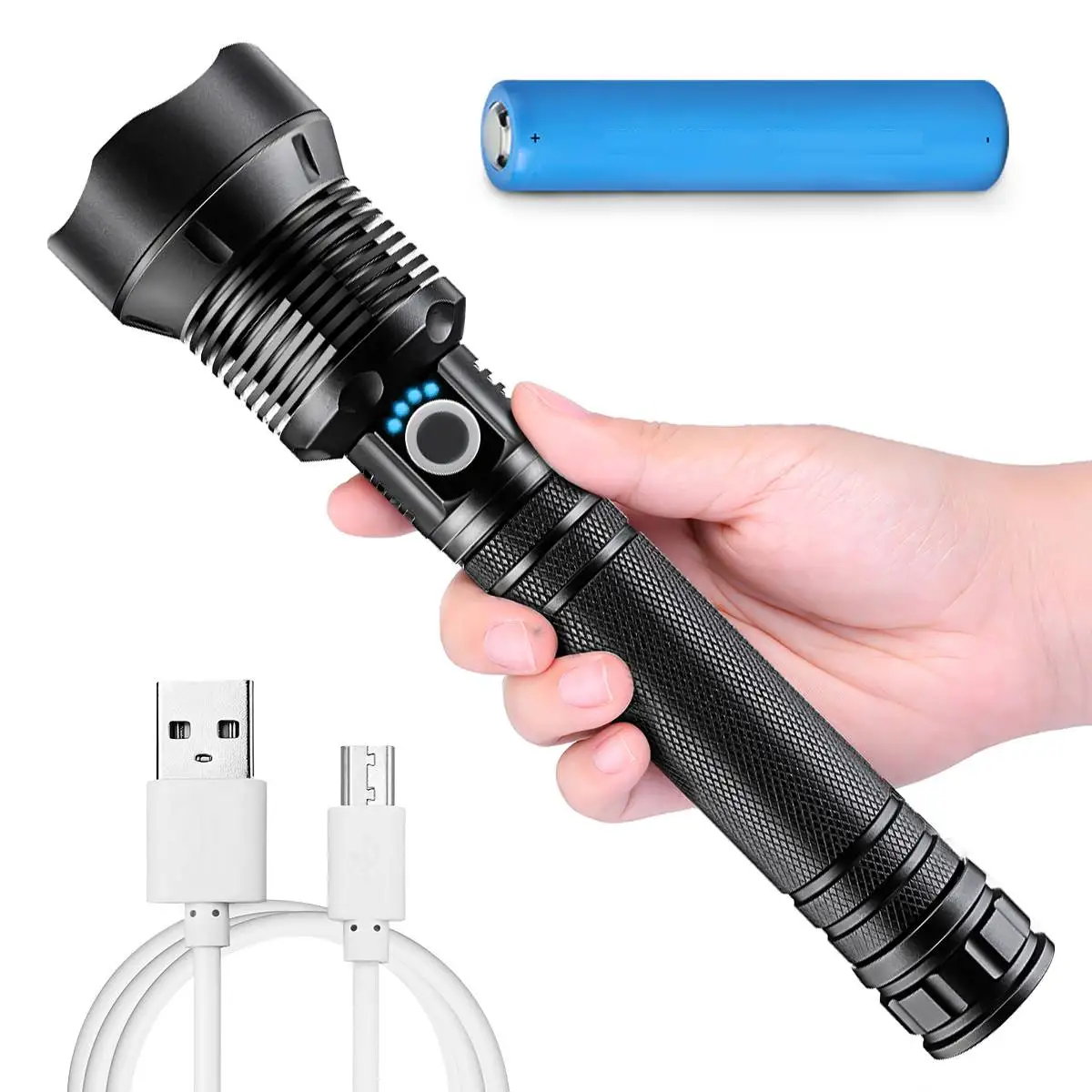 XHP70.2 Flashlight Long Range IPX6 LED Spotlight Rechargeable Light Torch Outdoor Work Lantern With 26650 Battery
XHP70.2 Flashlight Long Range IPX6 LED Spotlight Rechargeable Light Torch Outdoor Work Lantern With 26650 Battery