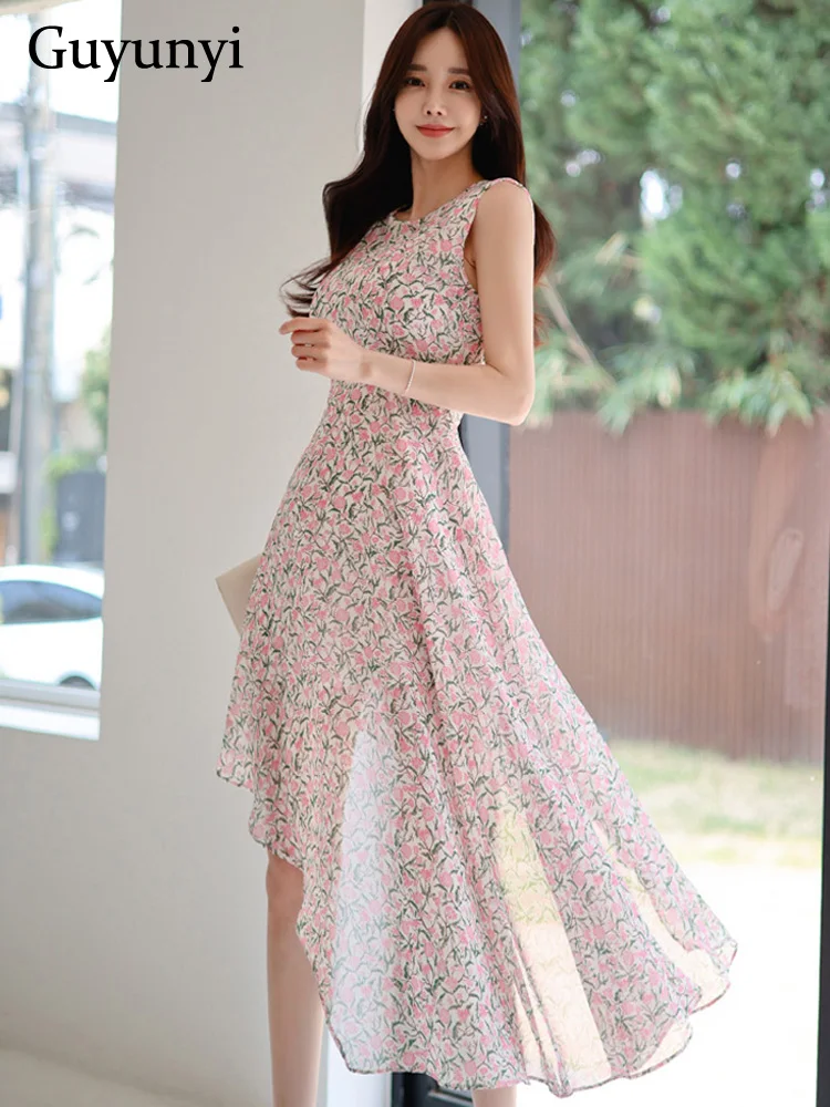 Floral Chiffon Dress 2022 Summer Simple Tank O-Neck Sleeveless Asymmetric Hem Fashion Temperament Elegant Party Dress Women
Floral Chiffon Dress 2022 Summer Simple Tank O-Neck Sleeveless Asymmetric Hem Fashion Temperament Elegant Party Dress Women