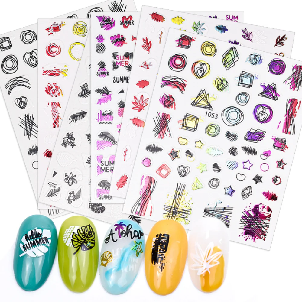1 Set Nail Art Stickers Abstract Rainbow Black White Coconut Leaf Self-adhesive Transfer Nails Decals Slider DIY Manicure Decora
1 Set Nail Art Stickers Abstract Rainbow Black White Coconut Leaf Self-adhesive Transfer Nails Decals Slider DIY Manicure Decora