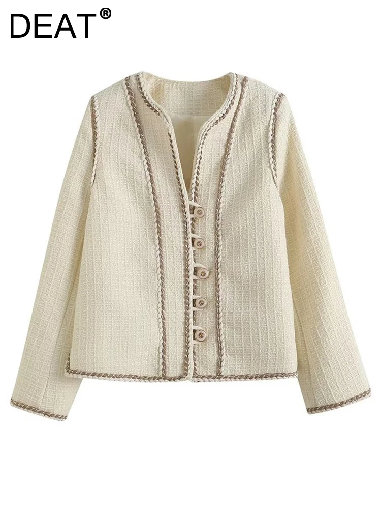DEAT Fashion Women's Jackets V-neck Patchwork Single Breasted Embroidered Flares Braided Edge Tweed Coat Autumn 2023 New 17A4729
DEAT Fashion Women's Jackets V-neck Patchwork Single Breasted Embroidered Flares Braided Edge Tweed Coat Autumn 2023 New 17A4729