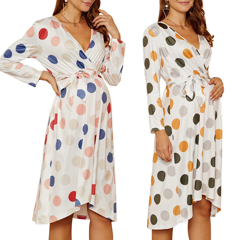 Maternity Dress Women Summer Polka Dot Long Sleeve Dresses Pregnancy Mom Milk Silk V-Neck Dress Breathable Breastfeeding Suits
Maternity Dress Women Summer Polka Dot Long Sleeve Dresses Pregnancy Mom Milk Silk V-Neck Dress Breathable Breastfeeding Suits