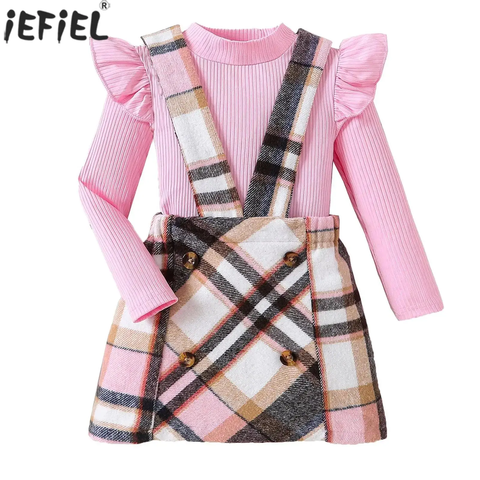Kids Girls Mock Neck Flutter Long Sleeve Ribbed Knitted Top with Plaid Suspender Skirt Banquet Birthday Party Autumn Outfits
Kids Girls Mock Neck Flutter Long Sleeve Ribbed Knitted Top with Plaid Suspender Skirt Banquet Birthday Party Autumn Outfits