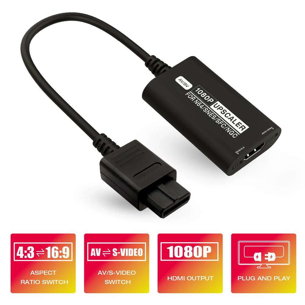 Converter Adapter Cable 1080P Converter Adapter Dual Switch HDMI-compatible Game Accessories For N64/SNES/SFC Gamecube NGC
Converter Adapter Cable 1080P Converter Adapter Dual Switch HDMI-compatible Game Accessories For N64/SNES/SFC Gamecube NGC