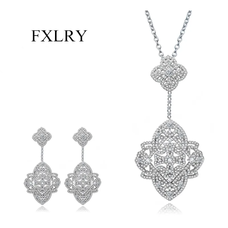 FXLRY Luxury Fashion White Color Cubic Zircon Earring Necklace For Women Bride Wedding Jewelry Sets
FXLRY Luxury Fashion White Color Cubic Zircon Earring Necklace For Women Bride Wedding Jewelry Sets
