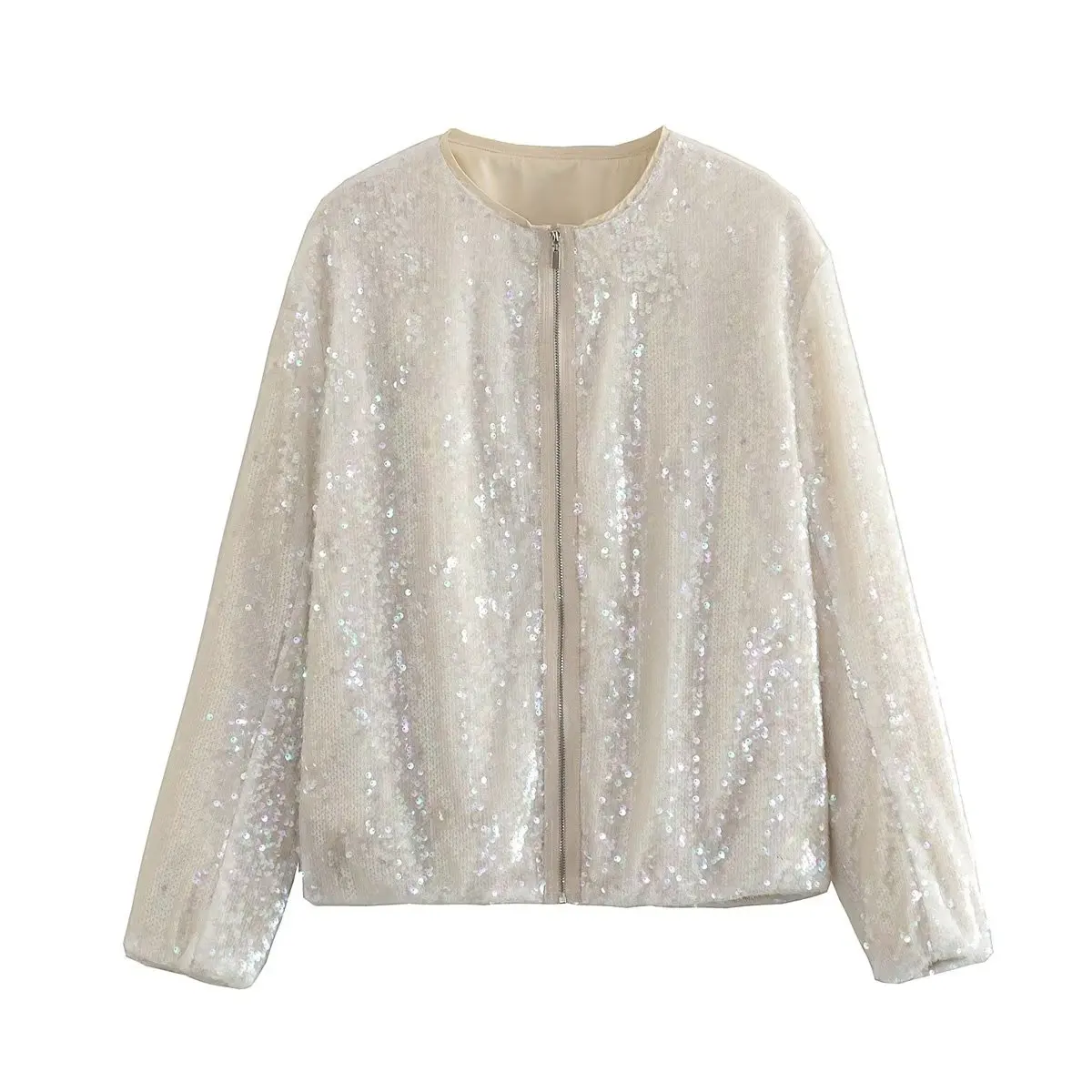 Women 2023 New Fashion Pearl Ornament Flying Jacket Coat Vintage Long Sleeve Zipper Female Outerwear Chic Overshirt 
Women 2023 New Fashion Pearl Ornament Flying Jacket Coat Vintage Long Sleeve Zipper Female Outerwear Chic Overshirt