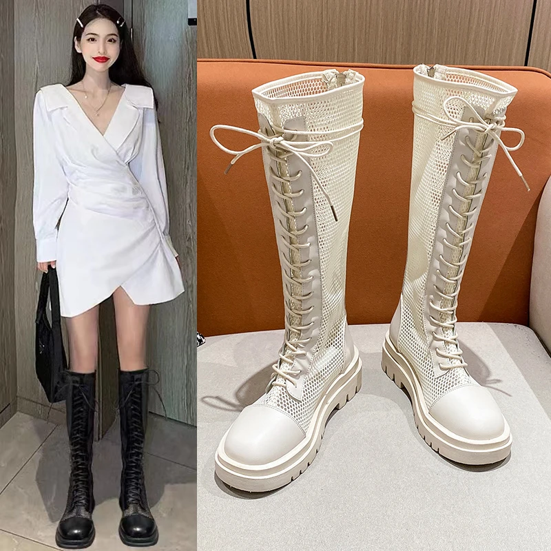 Fashion Cool Boots Women Temperament Hollow Long Boot Sandal Summer Female Strapping Zip Platform Knee-high Breathable Mesh Shoe
Fashion Cool Boots Women Temperament Hollow Long Boot Sandal Summer Female Strapping Zip Platform Knee-high Breathable Mesh Shoe