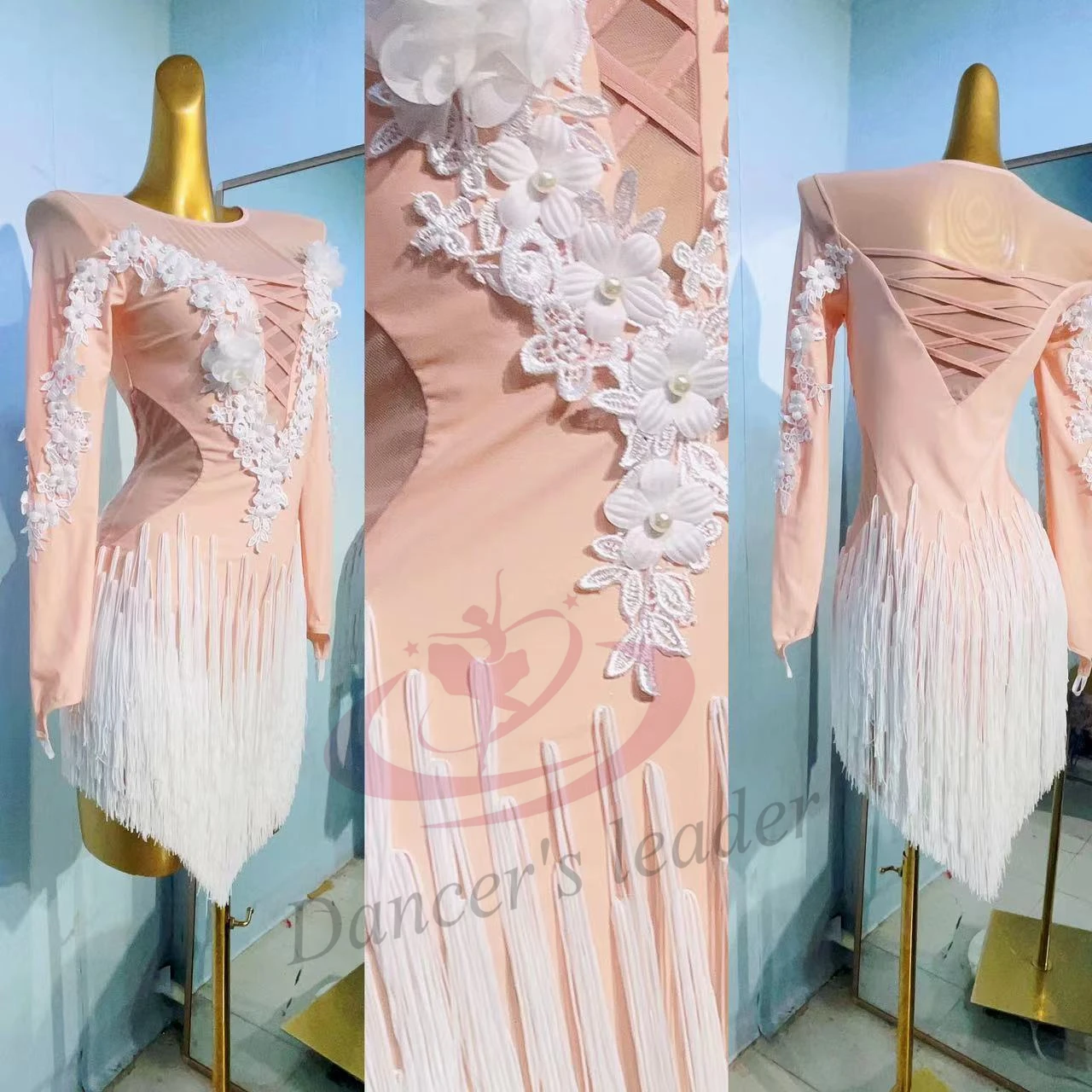 Latin dance dress high-end custom autumn and winter warm mesh stitching tassel tango women's adult stage professional clothing 
Latin dance dress high-end custom autumn and winter warm mesh stitching tassel tango women's adult stage professional clothing